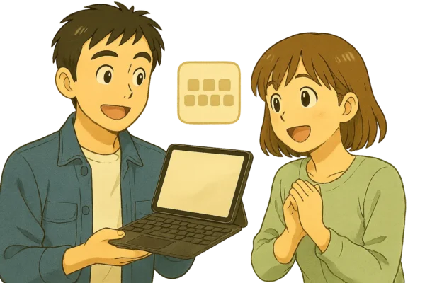 ひろとが
「見ながらタイプすると楽だよ」
と淡い笑顔でキーボードを指差し