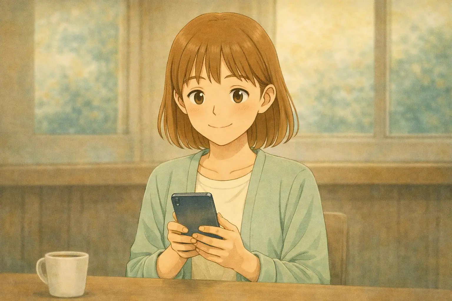 VPNを一時的にOFFにして、スマホの動きを落ち着いて確認する陽菜の様子