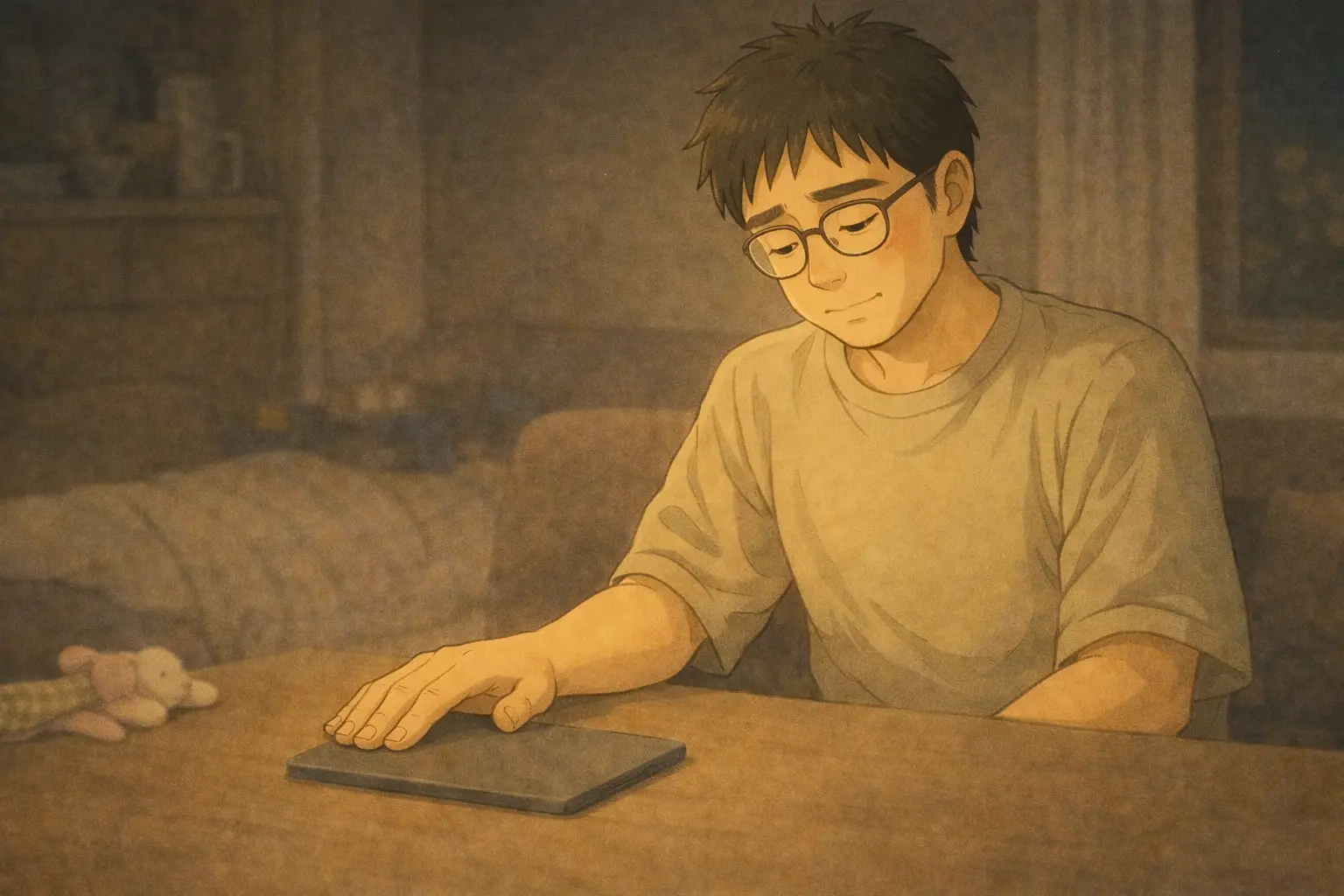 完全には閉じず、少し距離を置かれたiPad