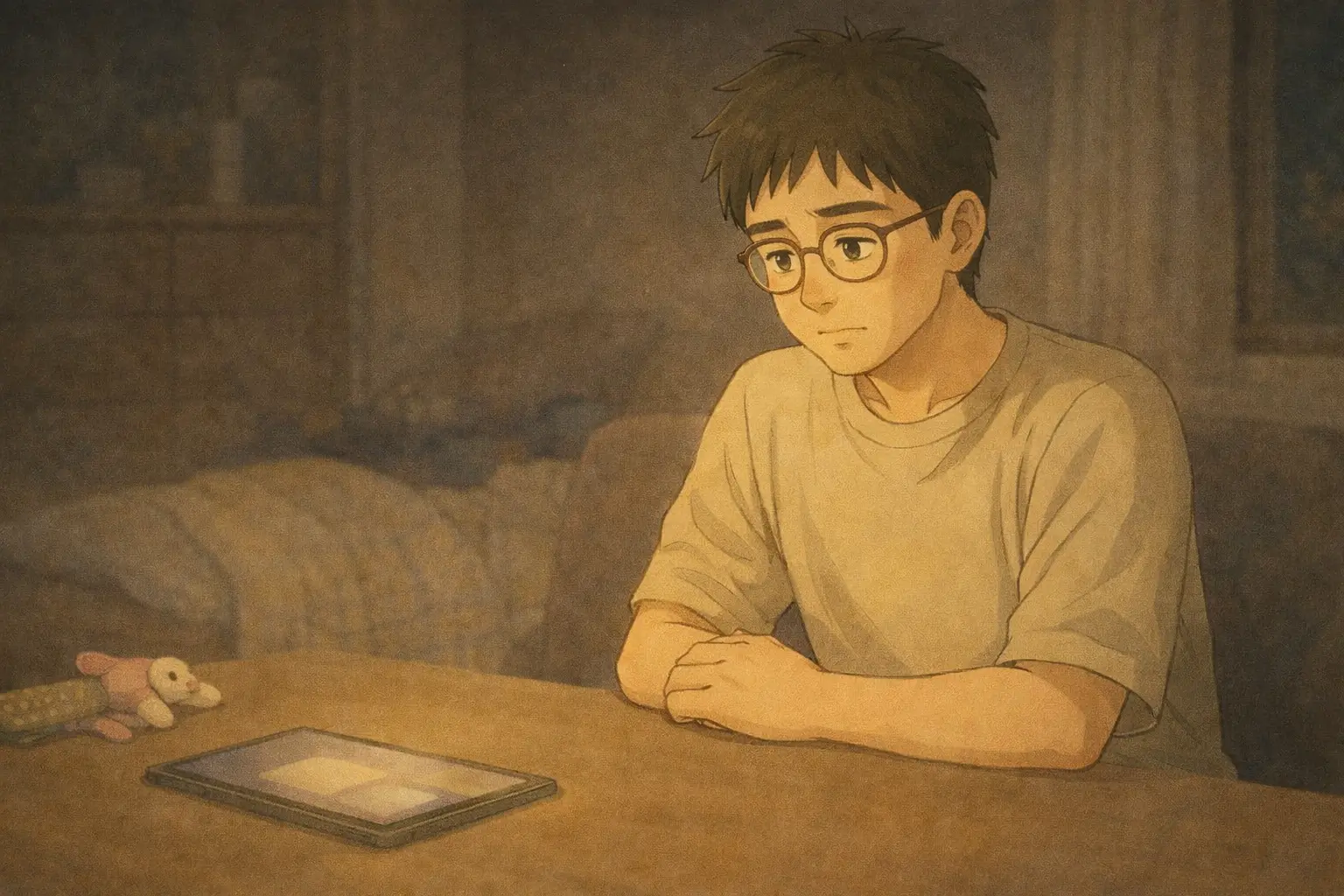 相談するつもりはなく、iPadを静かに眺めるさとし