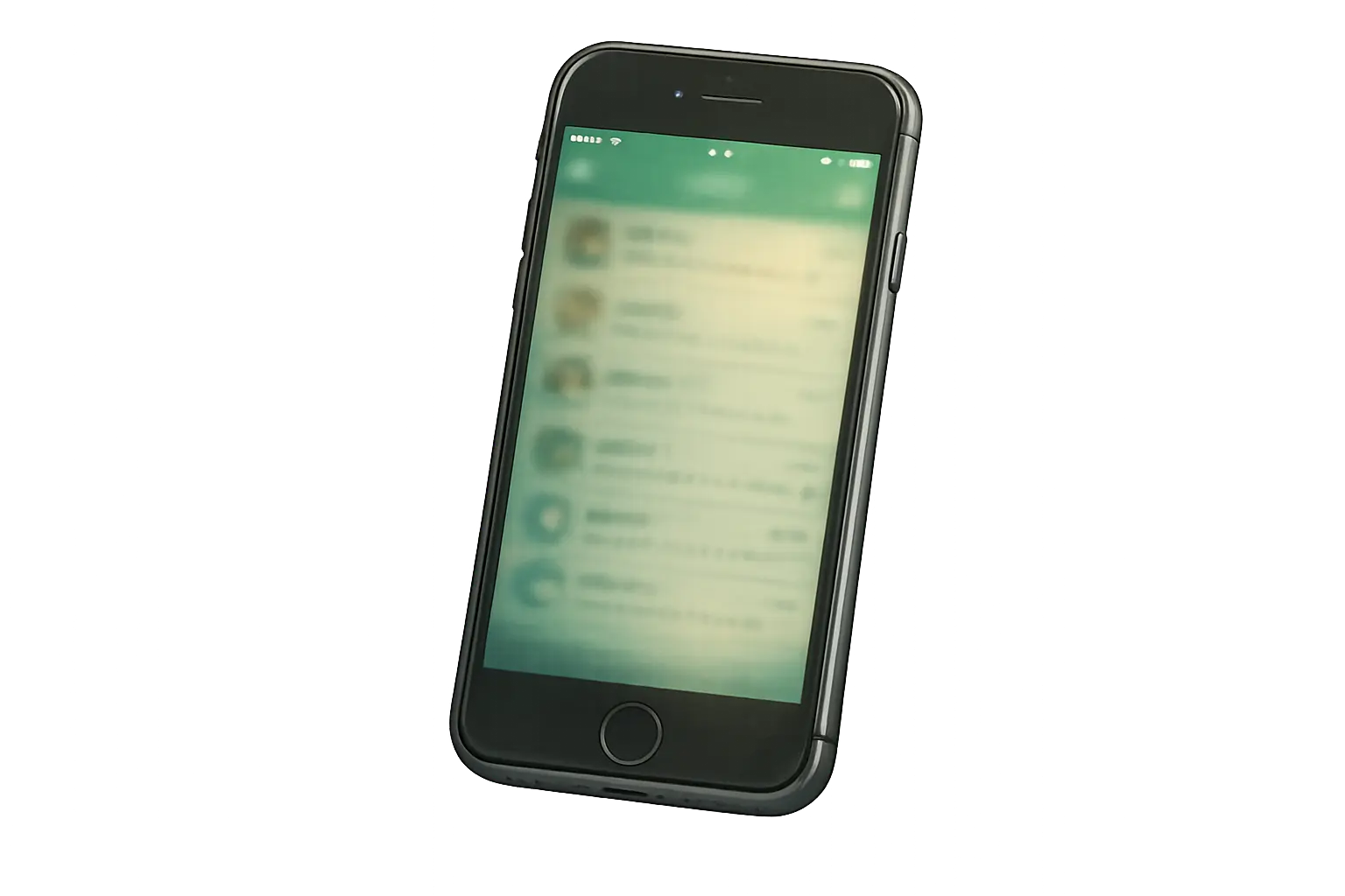 iPhone 7の画面に、ぼんやりとLINEのトーク一覧が表示されているイメージイラスト