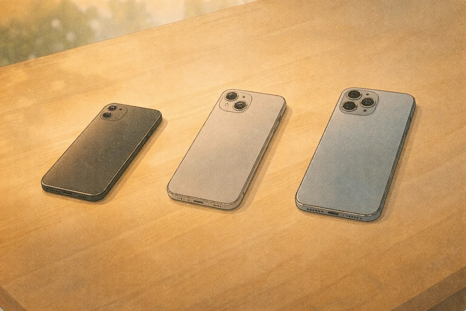距離感の違いで表現したiPhone Air・無印・17の立ち位置