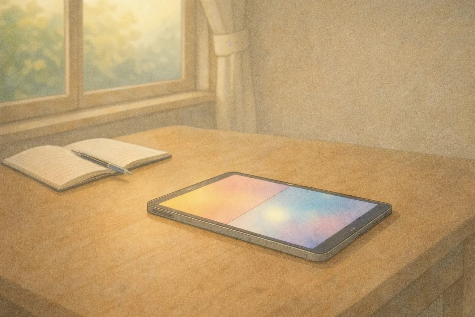 Split Viewで画面を並べ、考えを途中で置いている状態