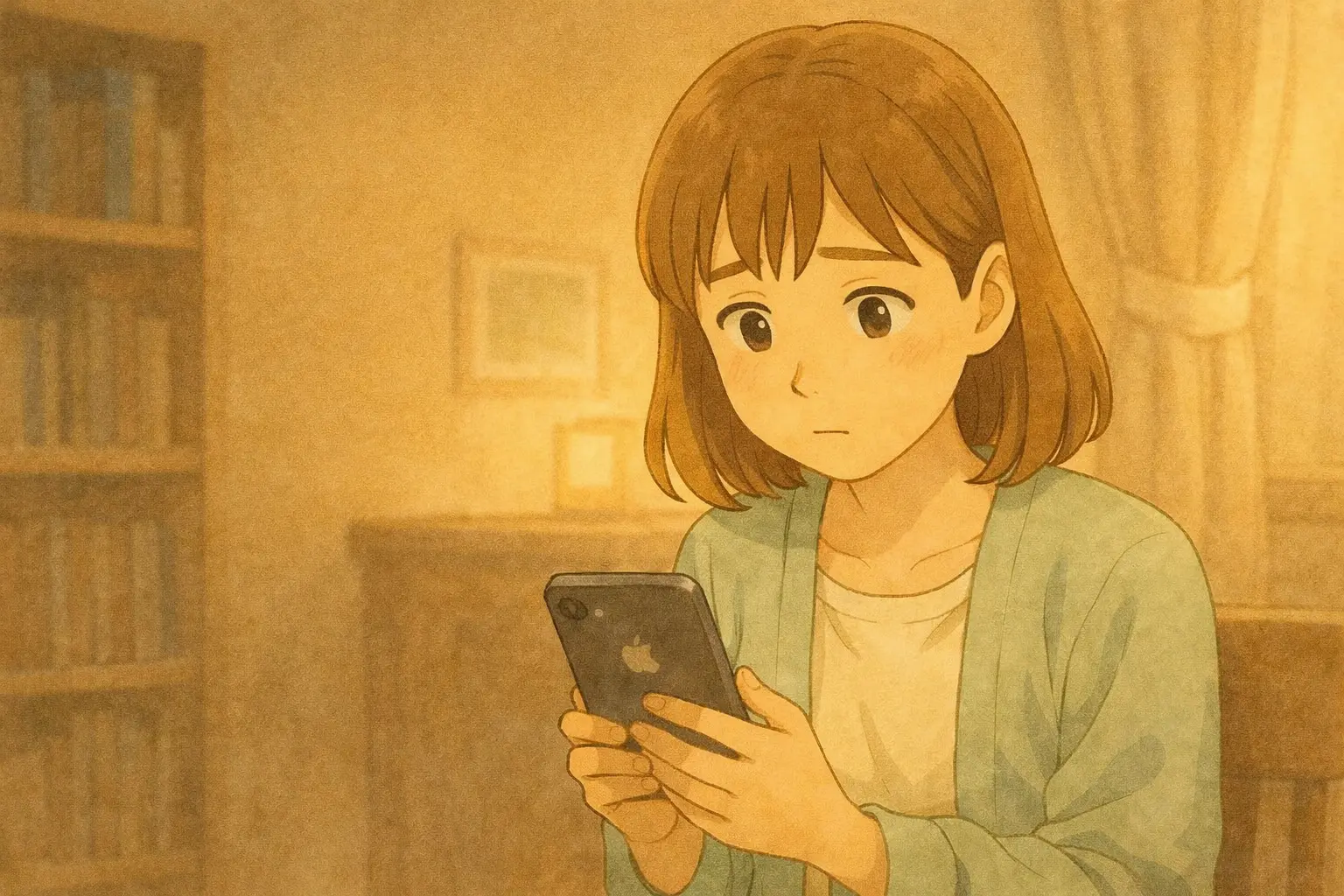 iOS 26にアップデート後、iPhoneのバッテリー表示を見て少し気になる陽菜の様子