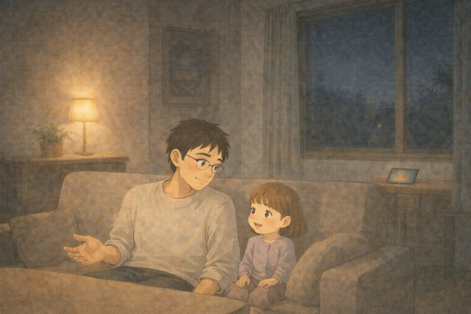 割り込まれない時間の中で静かに続く親子の会話