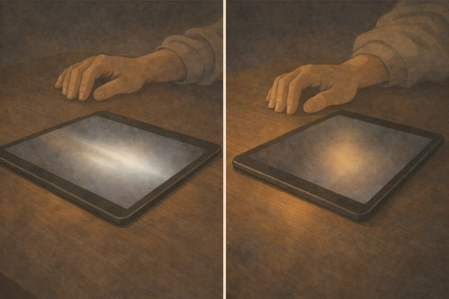 横に広がる光と縦に沈む光のiPad。