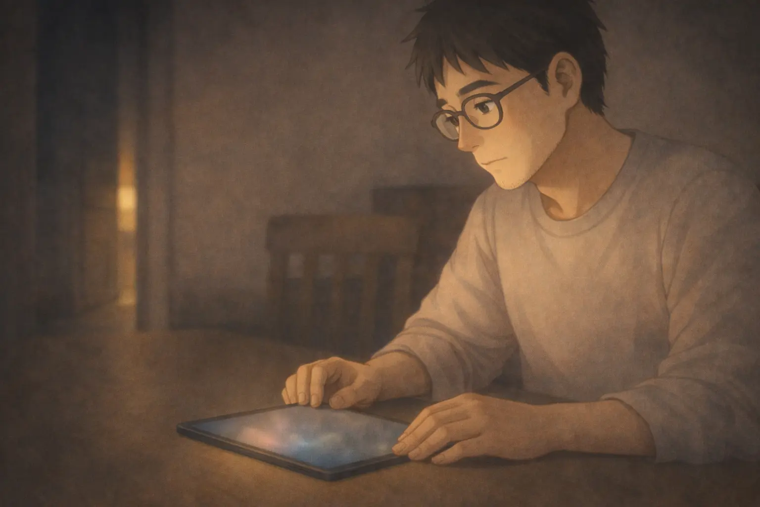 深く考える夜の手元。