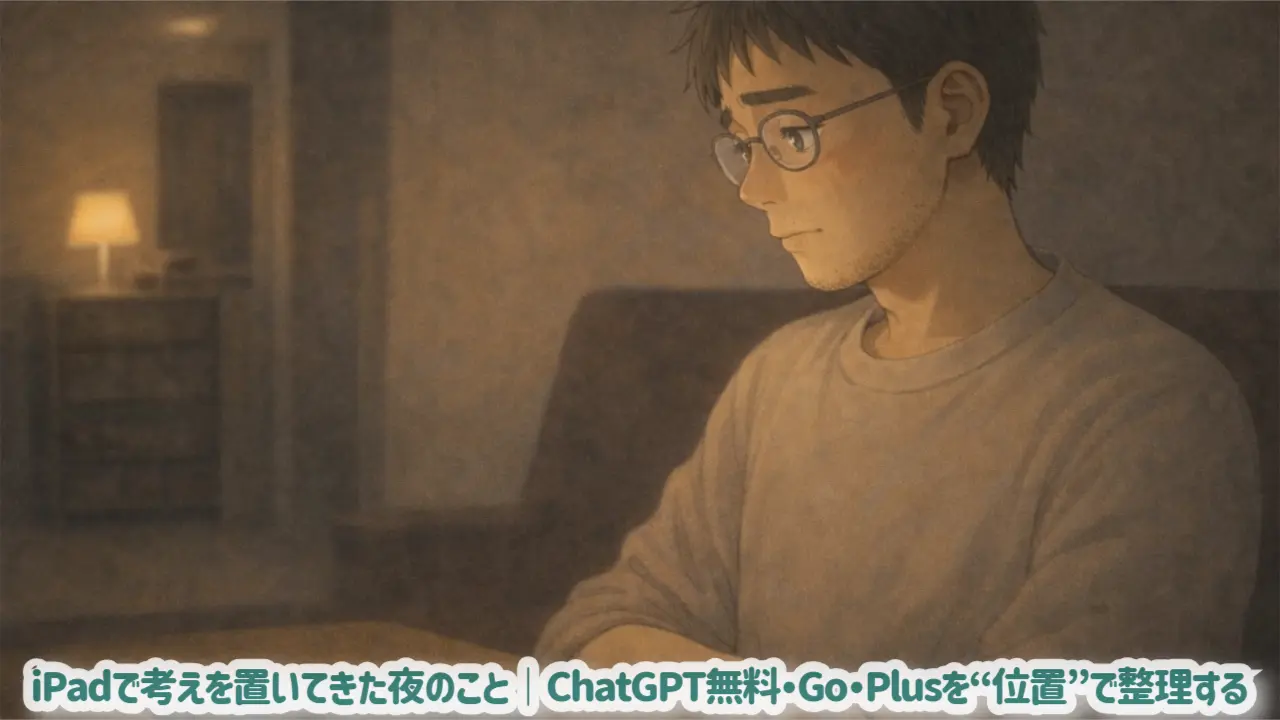iPadで考えを置いてきた夜のこと｜ChatGPT無料・Go・Plusを“位置”で整理する