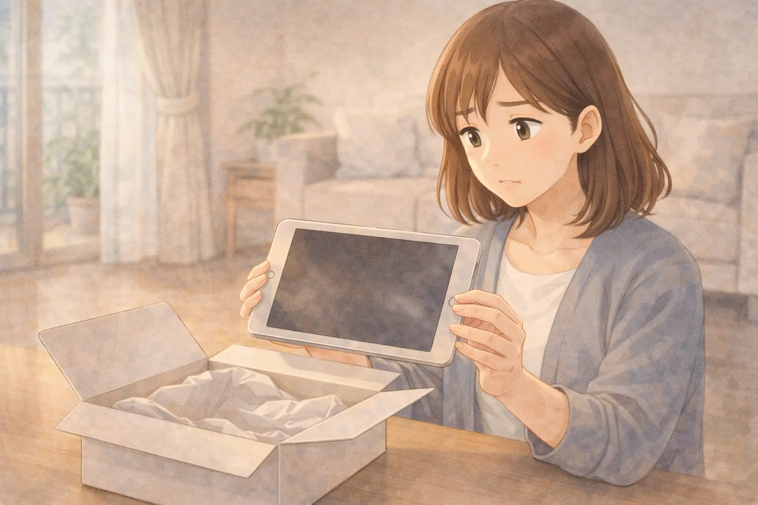 箱からiPadを取り出す人物