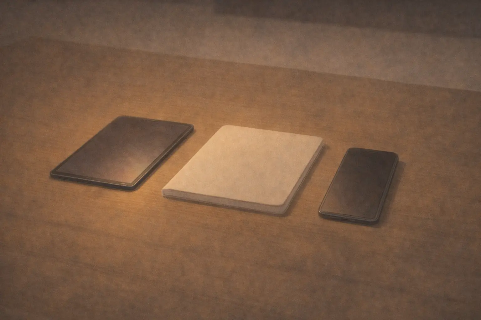 並んで置かれたiPadとノートとスマートフォン