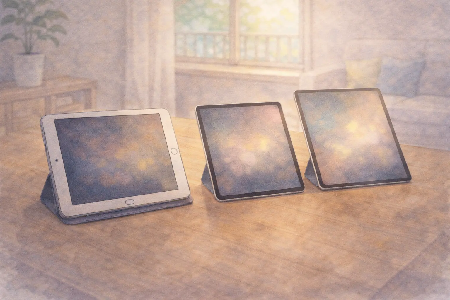 3世代のiPadが並んで置かれている様子