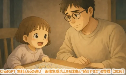 ChatGPT 無料とGoの違い｜画像生成が止まる理由と“続けやすさ”の整理【2026】