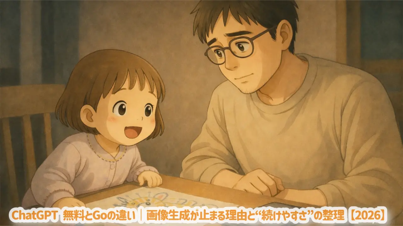 ChatGPT 無料とGoの違い|画像生成が止まる理由と“続けやすさ”の整理【2026】