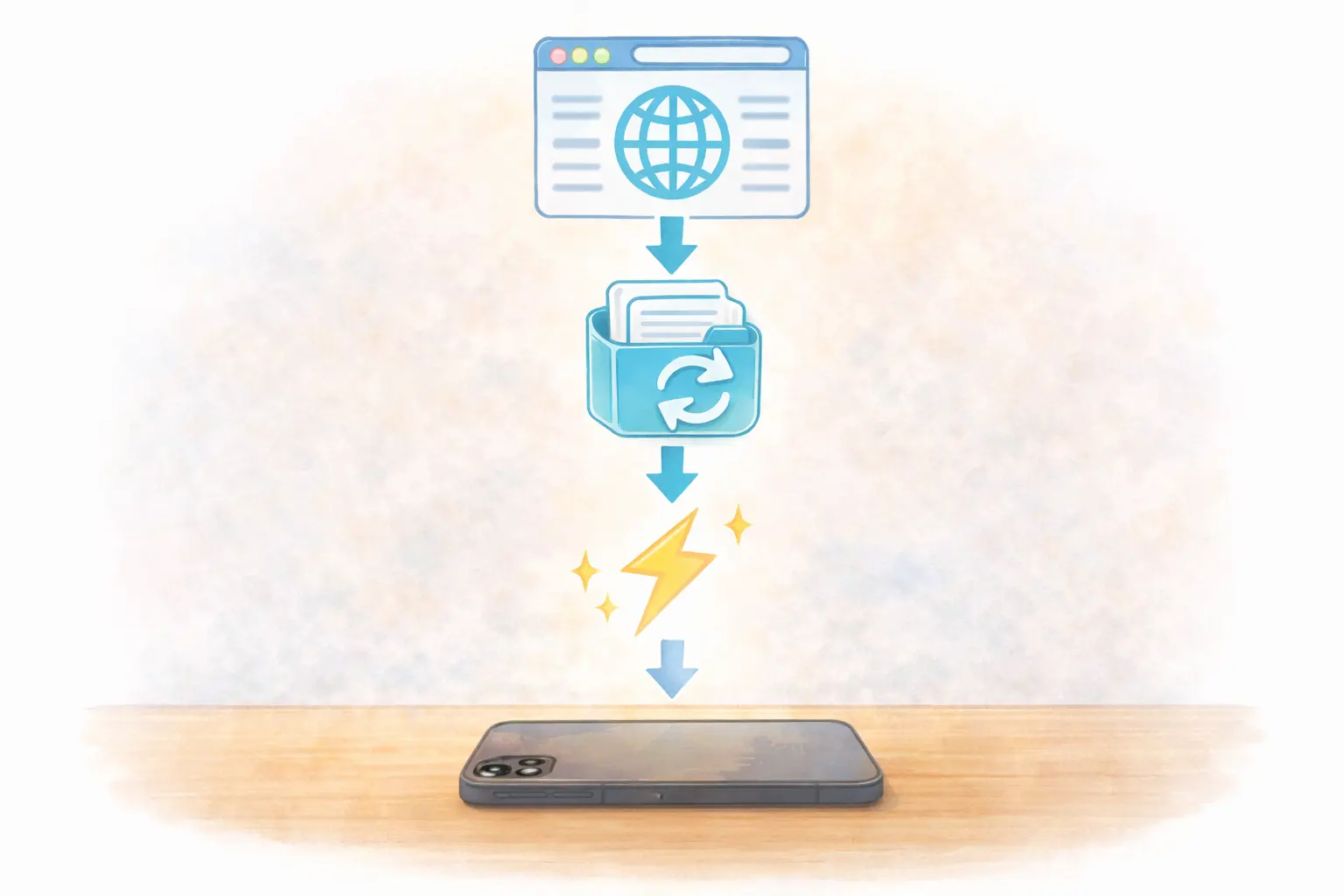 Safariキャッシュの仕組み iPhoneブラウザのキャッシュ保存イメージ