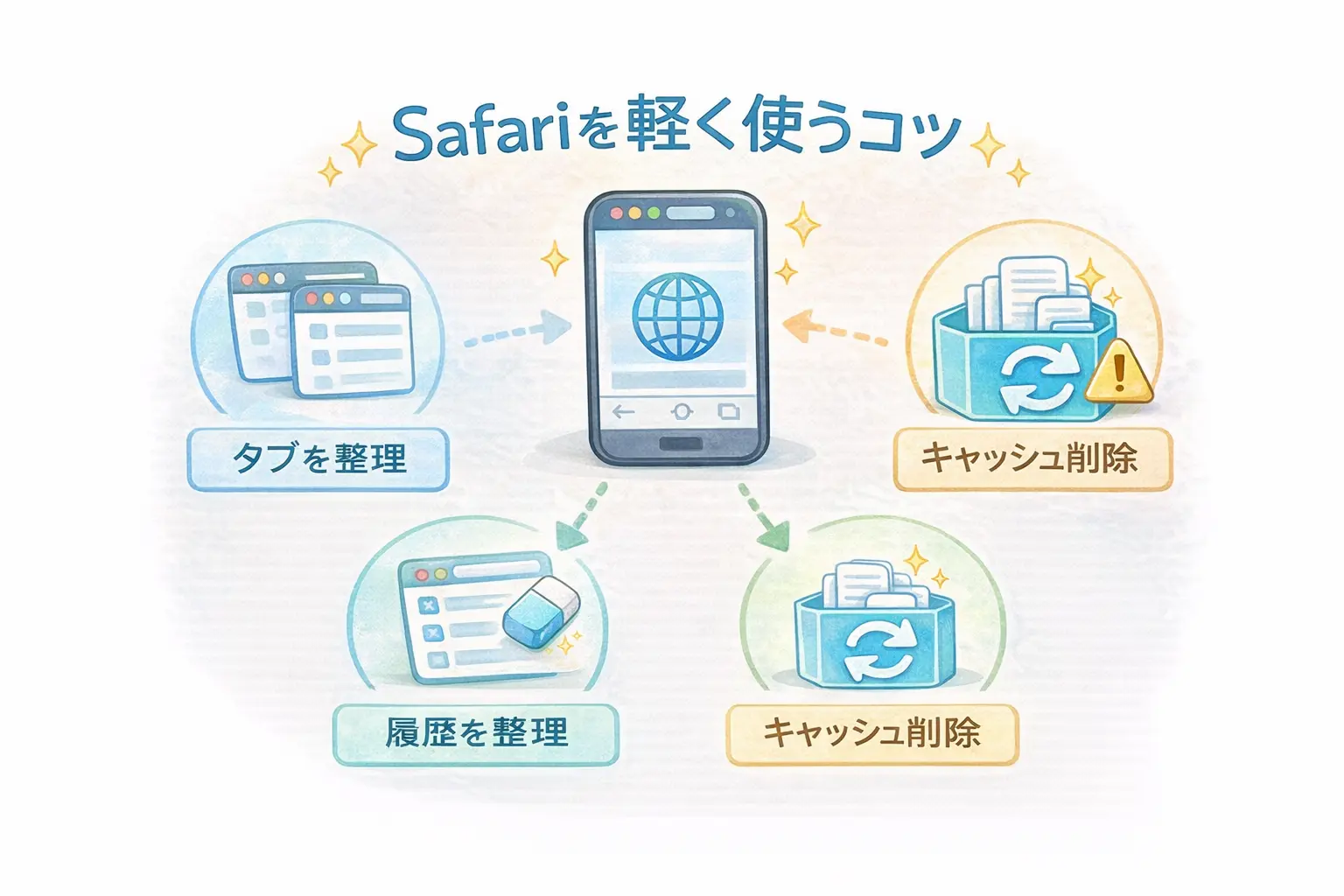 Safariを軽く使うコツ（タブ整理・履歴整理・キャッシュ削除）